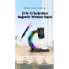 Incarcator Wireless 3 in 1 cu Lumini RGB VENTLEX, Tip statie de Incarcare Telefon, Ceas si casti, Fast Charge 15W, incarcare magnetica Magsafe, Compatibil cu iPhone, Android, Airpods, Apple Watch, Huawei, Xiaomi, Alb