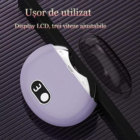 Unghiera electrica profesionala VENTLEX, Dezinfectare cu raze UV, Portabila, Manichiura, USB-C, 3 trepte de viteza, indicator de viteza, Sigur, Zgomot redus, ideal pentru copii si adulti cu unghii normale, Violet