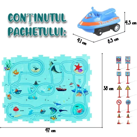 Puzzle Multifunctional Educational Pentru Copii, VENTLEX, Model Barcuta, 25 bucati, +3, Albastru