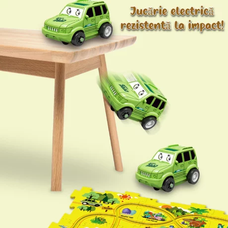 Puzzle Multifunctional Educational Pentru Copii, VENTLEX, Model Pista Masinuta Verde, 25 bucati, +3, Galben