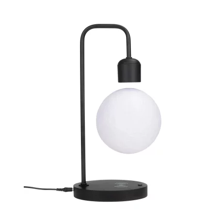 Lampa de Veghe, Luna care Leviteaza si Incarcator Wireless VENTLEX, Control tactil ON/OFF, Sursa de Lumina LED Magnetica, Negru