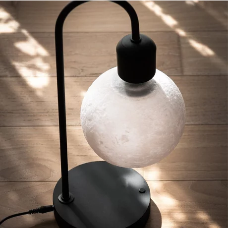 Lampa de Veghe, Luna care Leviteaza si Incarcator Wireless VENTLEX, Control tactil ON/OFF, Sursa de Lumina LED Magnetica, Negru